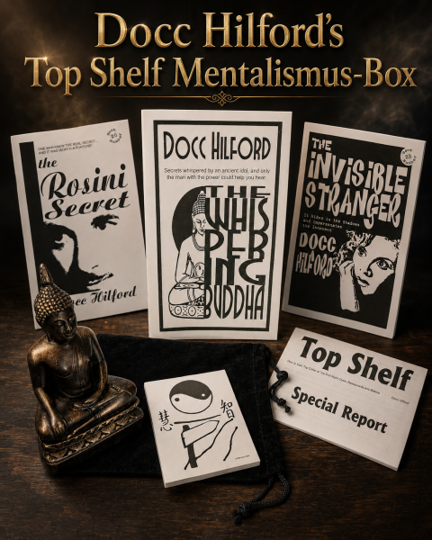 Docc Hilford's TOP SHELF - Mentalismus-Box für ein Zauberprogramm im Restaurant